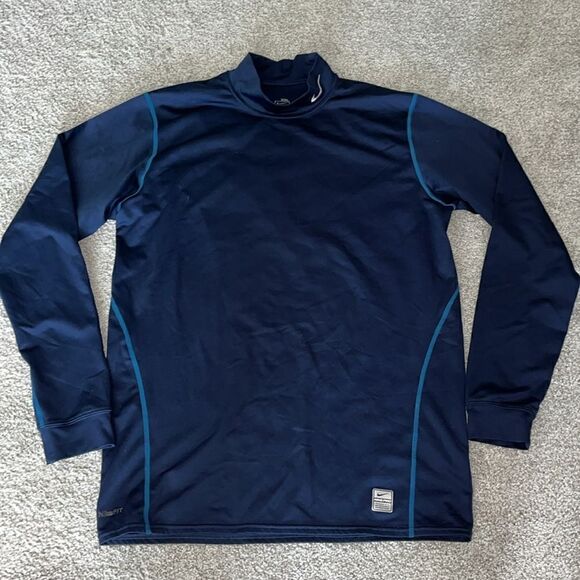 Nike Other - Blue Nike Pro Compression Stretch Gym work out t shirt-XXL mock turtle LS